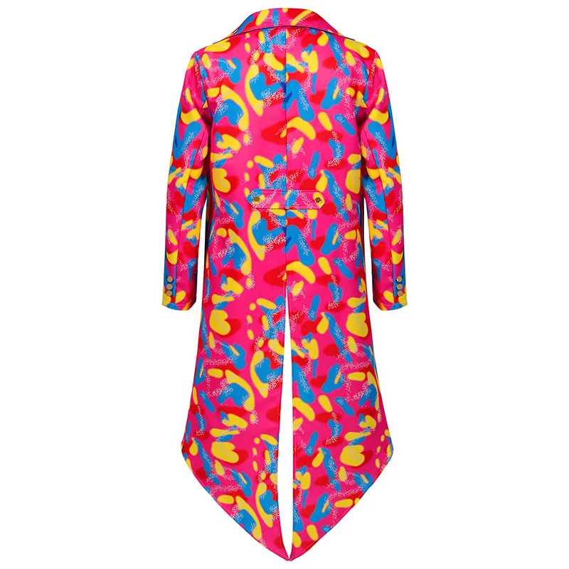 ชุดทักซิโด้พิมพ์ลายเรโทรดิสโก้สำหรับผู้ชาย ชุดคาร์นิวัล ชุดแสดงบนเวที ทรงเข้ารูป ผ้ากำมะหยี่ ความยาวปกติ