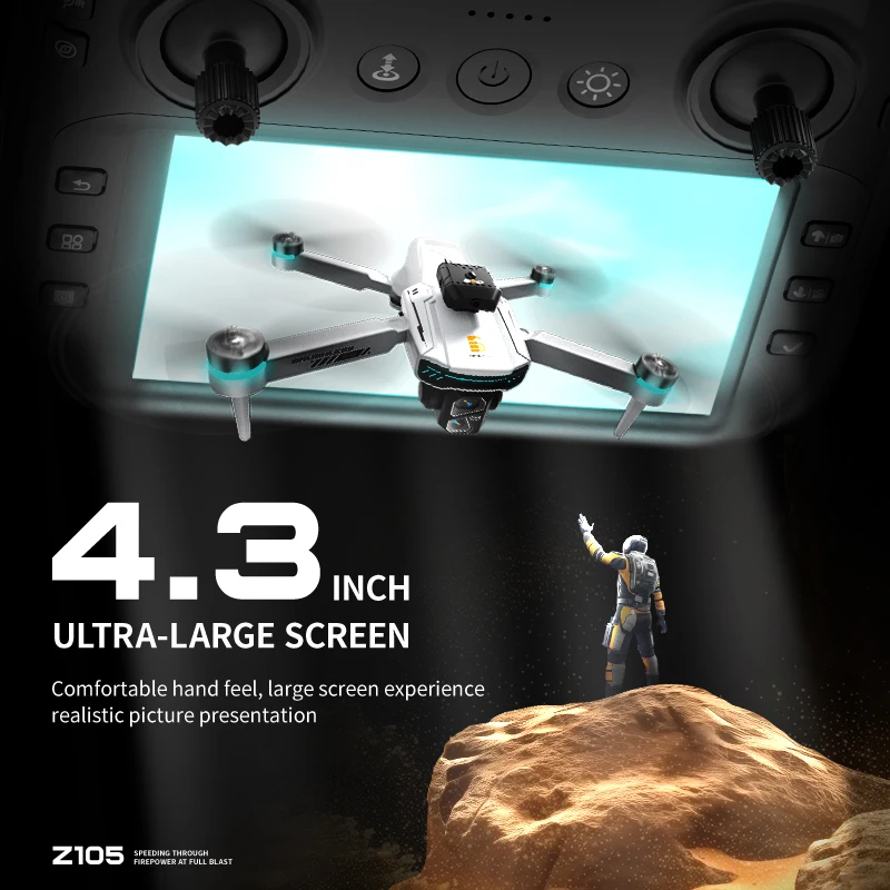 新型Z105ミニドローン4KプロフェッショナルHDカメラ光学フローポジショニングブラシレスWIFI FPVビデオ4.3インチスクリーンコントロールUAVおもちゃ