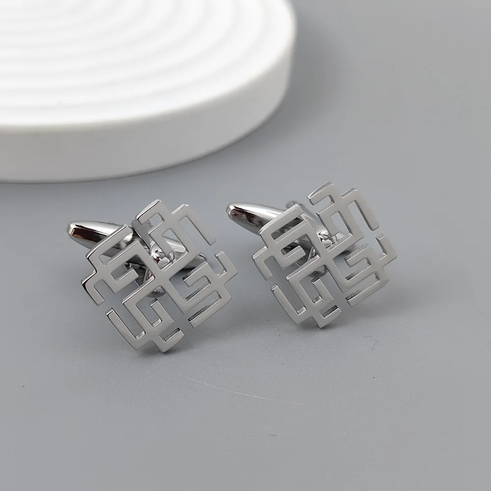 Fashion hollow Chinese knot men's cuff links, sweater shirt cuff accessories, wedding party jewelry