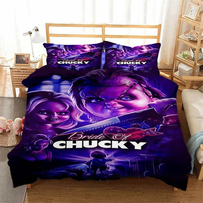 Horror Movie Chucky Bedding Set Boys Girls Twin Queen Size Duvet Cover Pillowcase Bed Kids Adult Fashion Home Textileextile