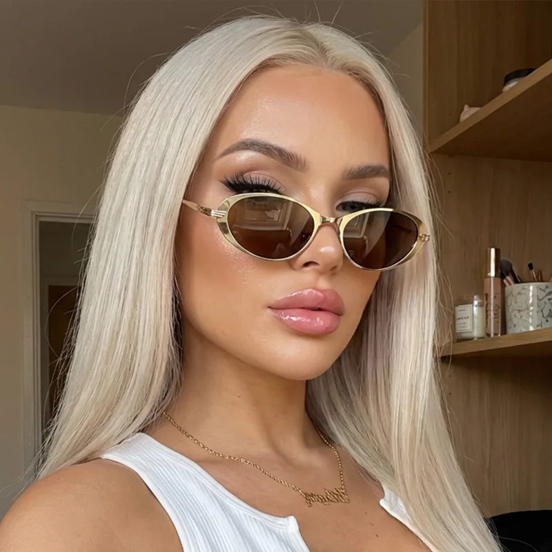 

Small Frame Oval Sunglasses Women Personalized Metal Frame Glasses Steampunk Sunglasses Men Outdoor Driving Sunglasses UV400