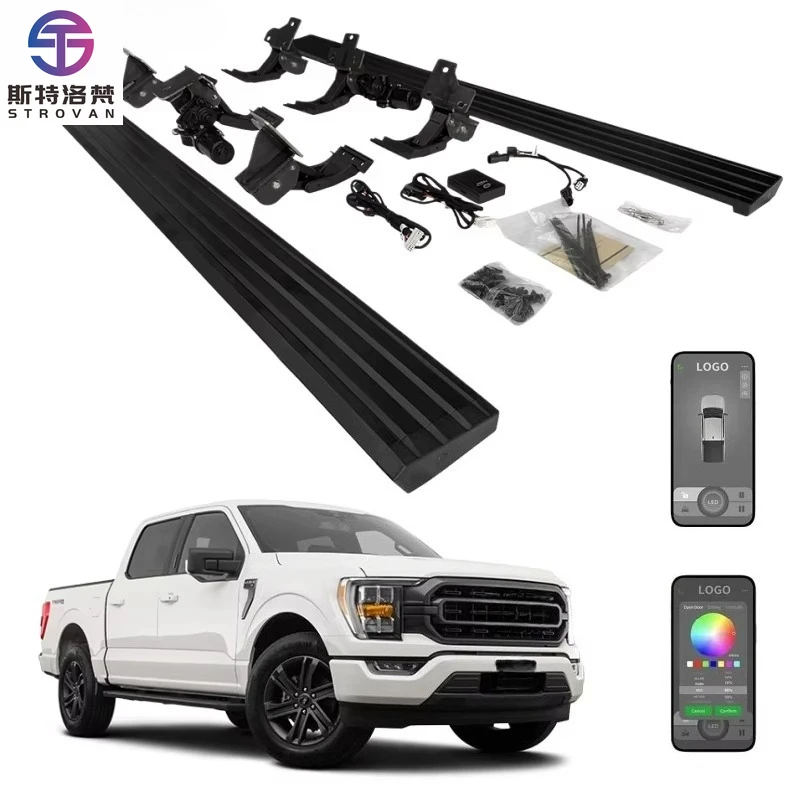 

STLF CLRAK 2020 2021 2022 F150 XLT Truck Automatic Retractable Power Running Boards Electric Side Steps with Led Light