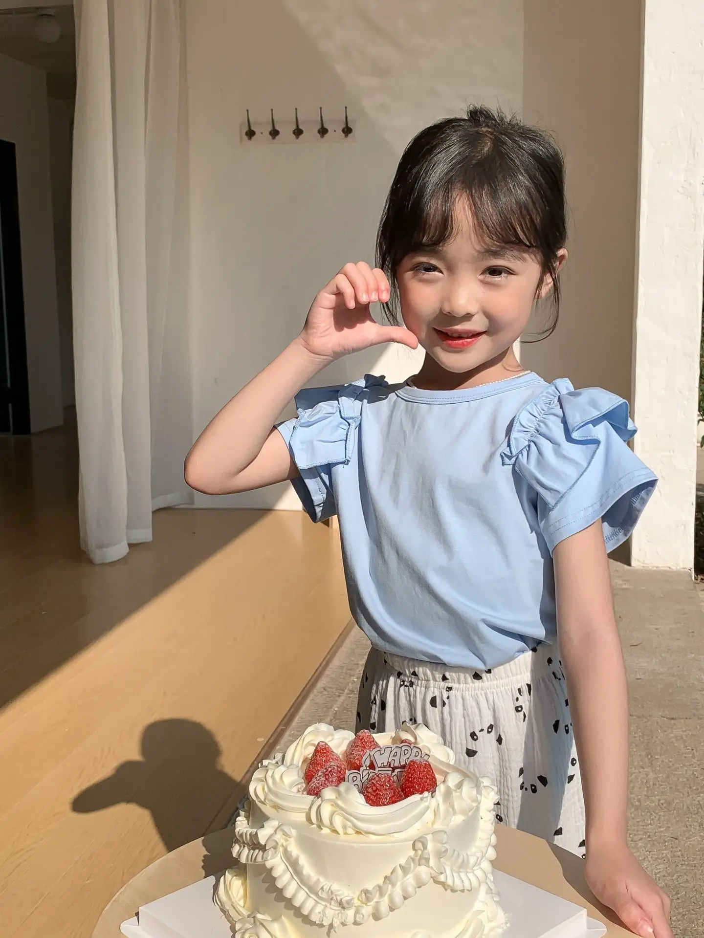 Foreign trade children's clothing 26 summer style girls' T-shirt Korean children's clothing children's girls' ruffle edge flying