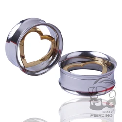 2pcs 316L Steel Heart Flared Flesh Tunnels Ear Plugs Ear Expanders Gauges Body Piercings Oreja Jewelry Orelha Cartilagem Earring