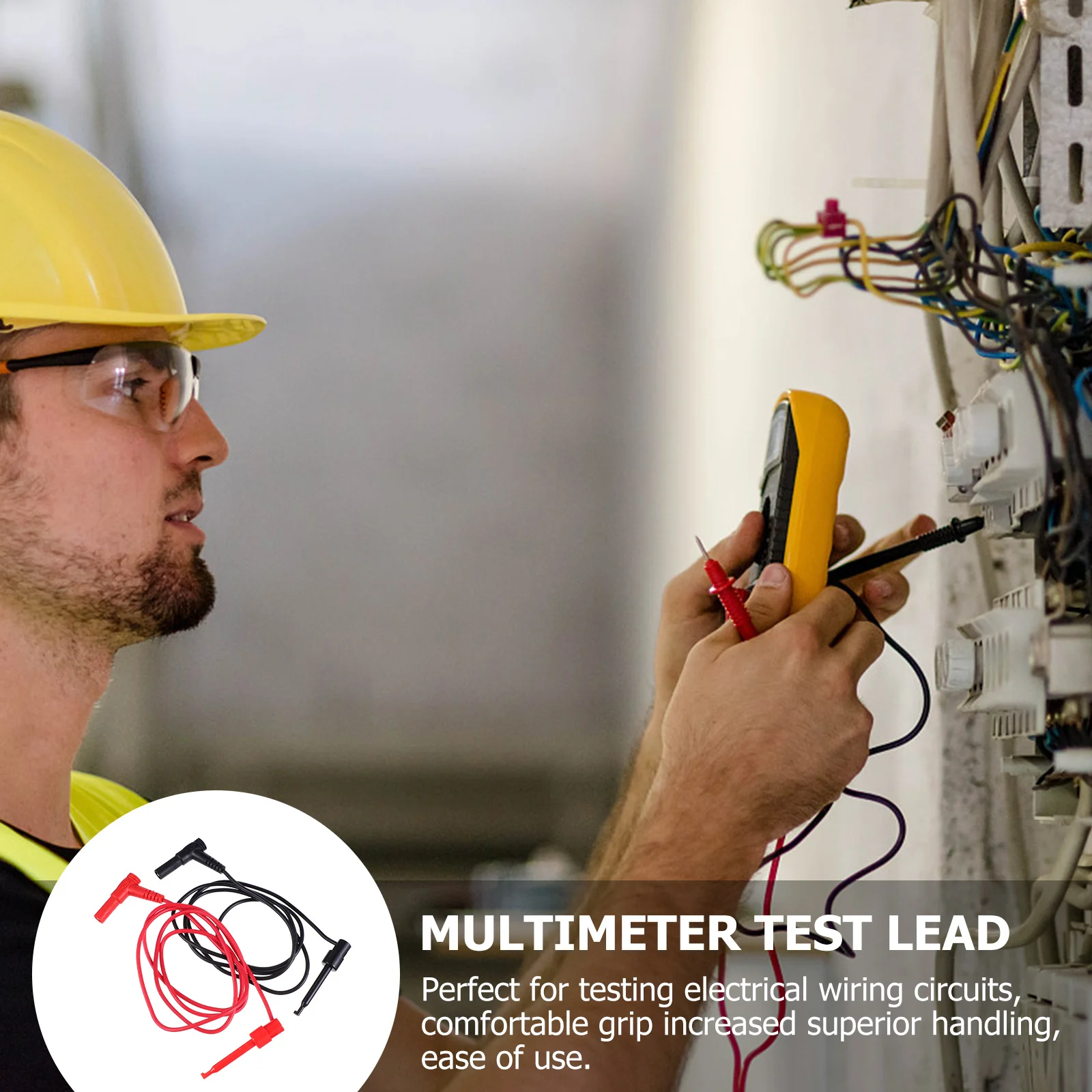 

2Pcs Digital Multimeter Test Lead Kit Silicone Insulated Heat Cold Resistant Hooks Clips for Electrical Wiring and Circuit