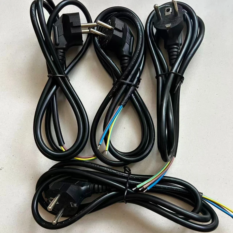 1.5M EU Plug Power Cable  European 16A Standard Bare Tail Semi-finished Cord 3Pin 0.75/1.0/1.5/2.5 Square Copper Power Wire