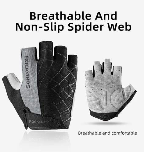 Imagen 2 del producto Guantes de ciclismo ROCKBROS, guantes transpirables a prueba de golpes de medio dedo, guantes deportivos para bicicleta de montaña MTB, equipo de ciclismo para hombres y mujeres