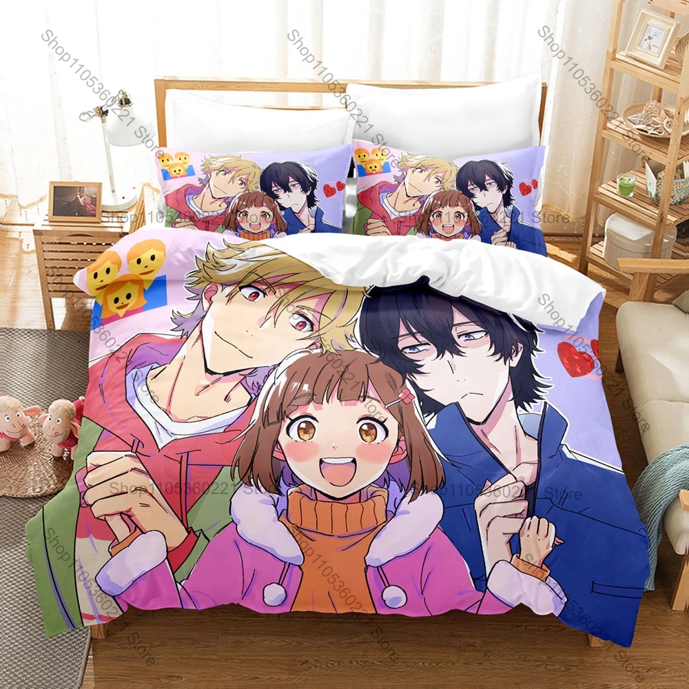Slice Of Life Anime Buddy Daddies Family Print Duvet Cover + 2 Pillowcases Soft Microfiber Teen Room Bedding Home Textile