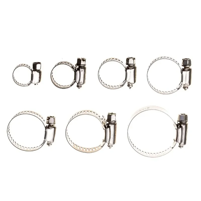 10pcs Pipe Clamps Set Stainless Steel Hose Clips Fuel Hose Pipe Clamps for Home Water Pipes Clamps for Tubes Anti-oxidation