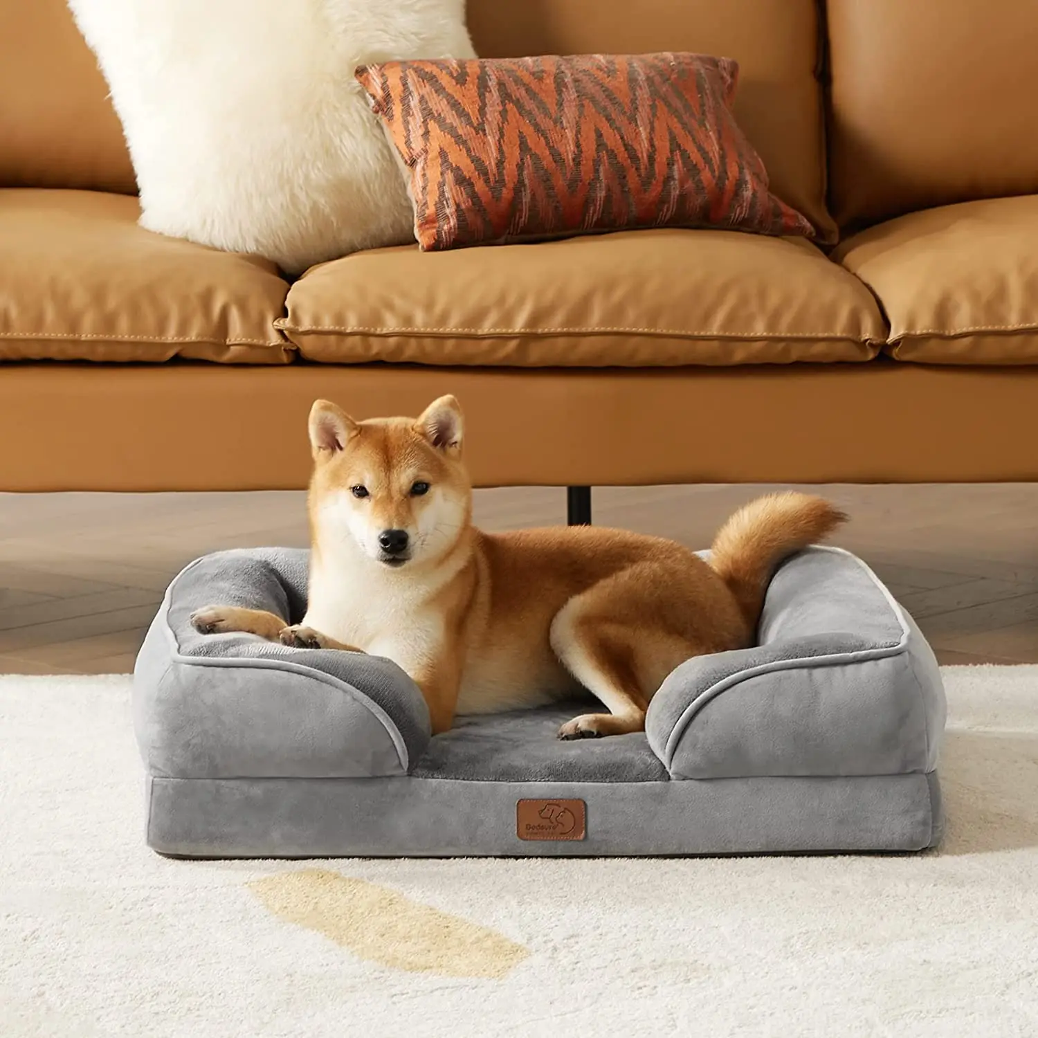 Waterproof Dog Bed Medium Foam Sofa with Removable Washable Cover Waterproof Lining and Nonskid Bottom Couch