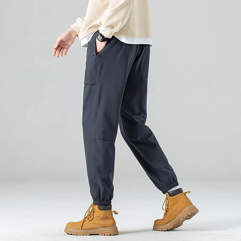 

Solid Spring Autumn High Waist Pocket Elastic Casual Tie Feet Lantern Harlan Sweatpants Men Trousers Cargo Long Vintage Pants