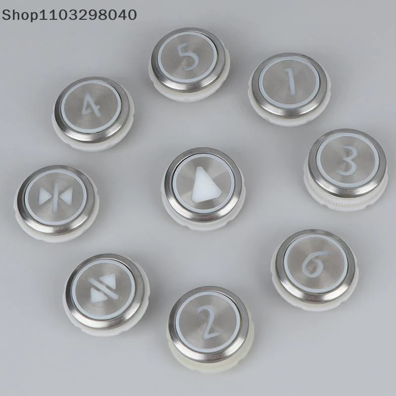 1 PCS Elevator Button Set for Round Stainless Steel Elevators, Including Digital Buttons 1–6, Up Button, and On/Off Button
