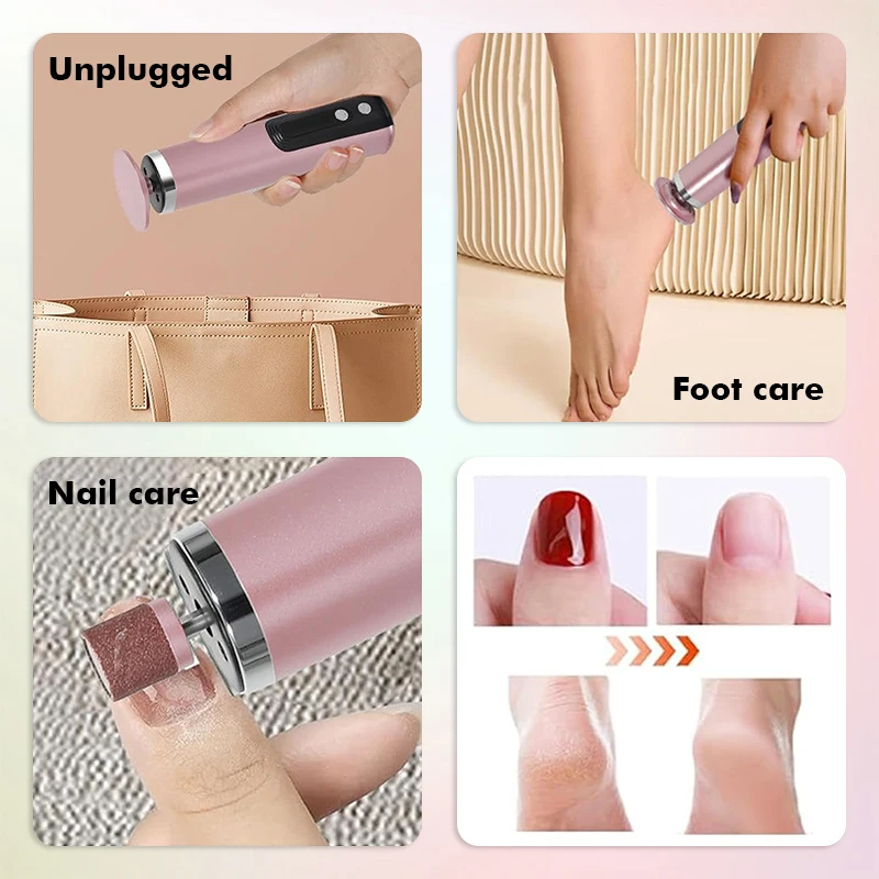 6 Gears Electric Foot Grinder Heels Callus Dead Skin Remover Polish Foot Nail Replacement Sandpaper Multi-function Pedicure Tool