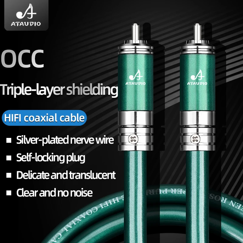 HIFI OCC Coaxial Cable HiFi Double-Layer Shielding Anti-Noise SPDIF Subwoofer RCA Coaxial Audio Cable