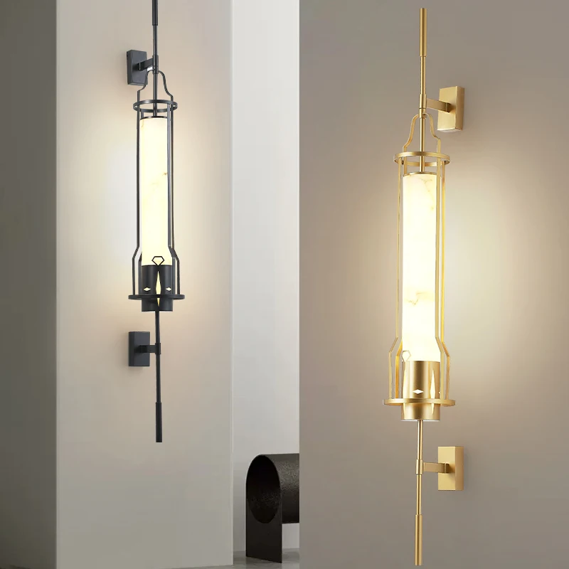 

Modern new Chinese style imitation marble wall lamp hotel clubhouse restaurant aisle background wall light luxury corridor custo