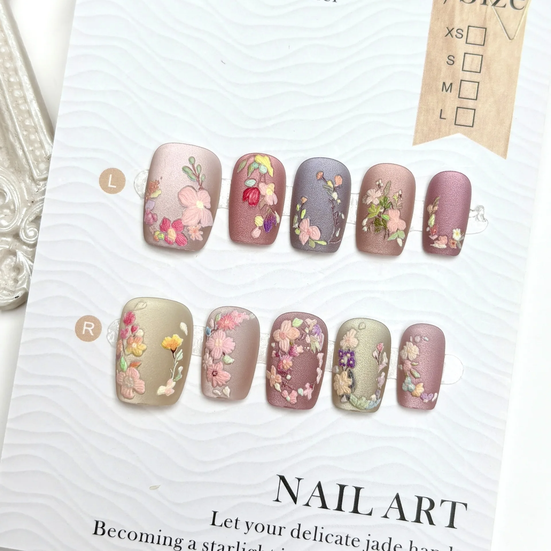 10pcs Handmade Kawaii Short Press On Nails Pink Flower Fake Nail Detachable Wearable Reusable Nails French Tips For Women