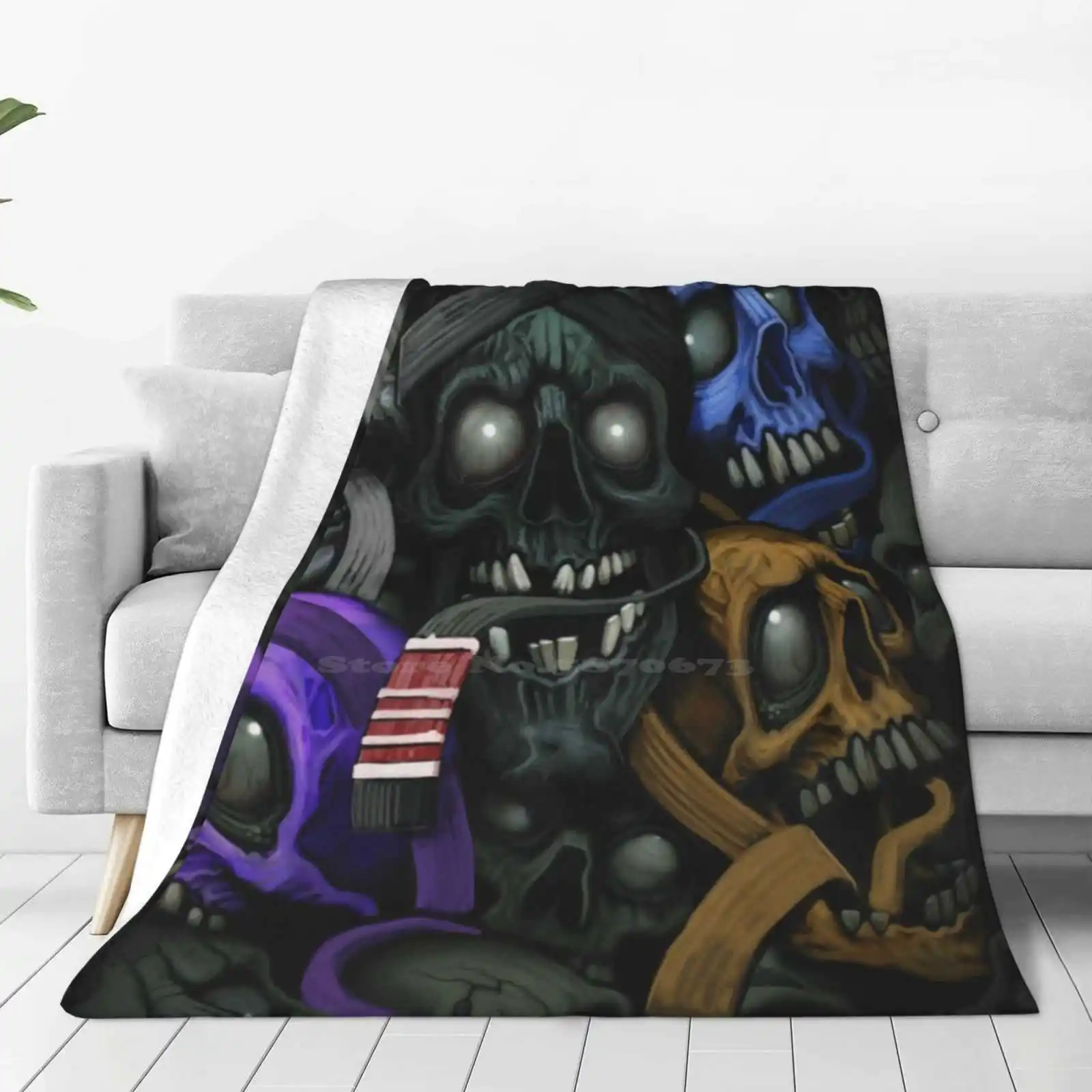 Jiu Jitsu Skulls Soft Warm Throw Blanket Jiu Jitsu Skulls Ground Shark