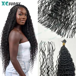 Curly Pre Divided Braiding Hair Human Hair For Boho Braids Loose Deep Wave Bulk Human Hair For Braiding Double Drawn Extensions