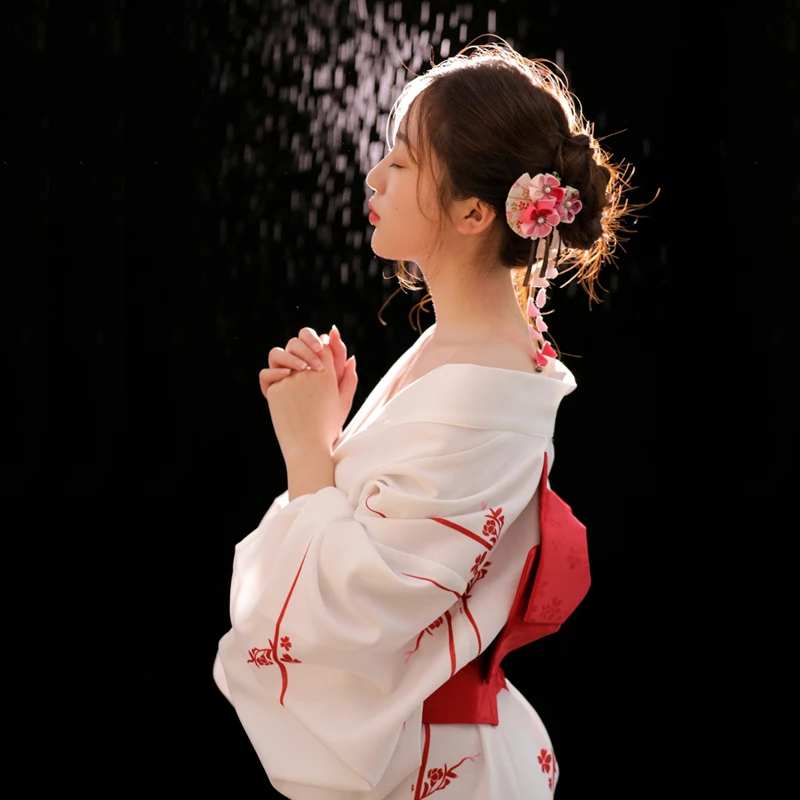 Japanese Traditional Kimono Cardigan Women Dress Bath Robe Yukata Geisha Cosplay Clothing Asian Performance Photoshooting