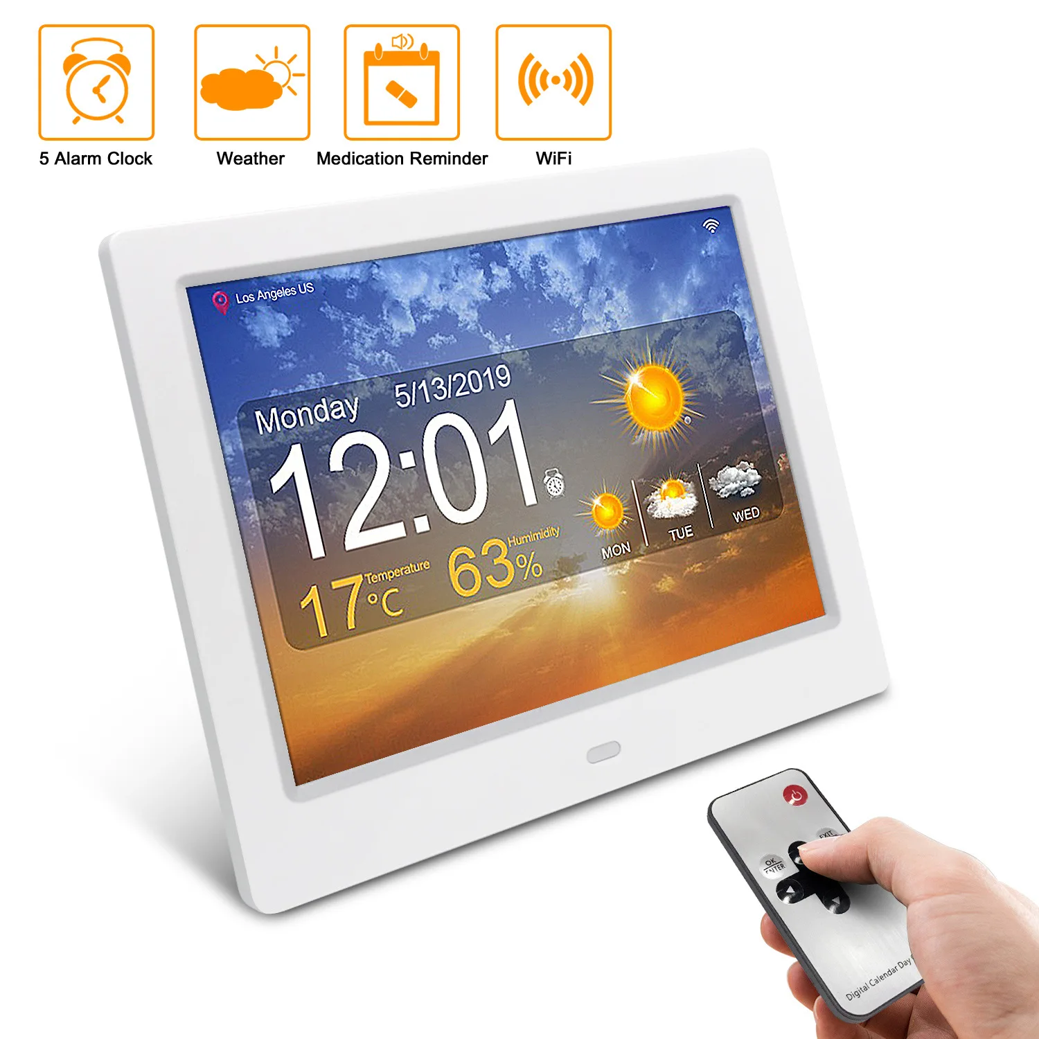 New 7 Inch Wifi Weather Forecast Smart Clock Elderly Medicine Reminder Electronic Clock Electronic Cloud Photo Frame