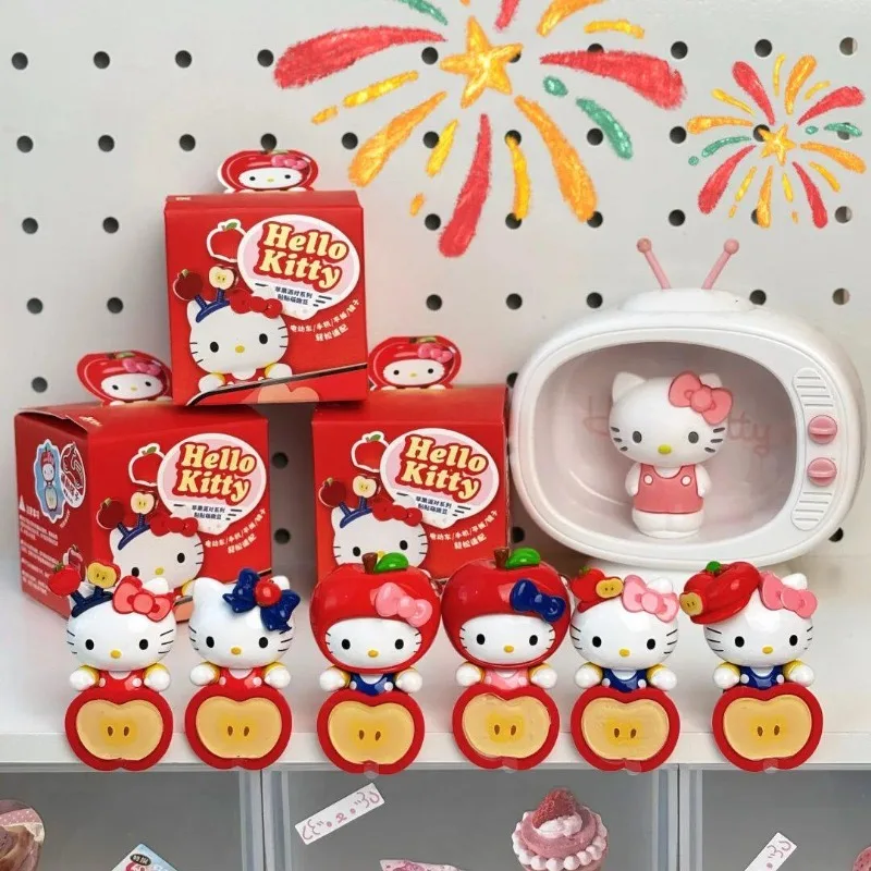 

Anime Figures Hello Kitty Apple Party Serie Blind Box Toys Sticker Hipper Collection Decoration Ornaments Girls Boys Gifts