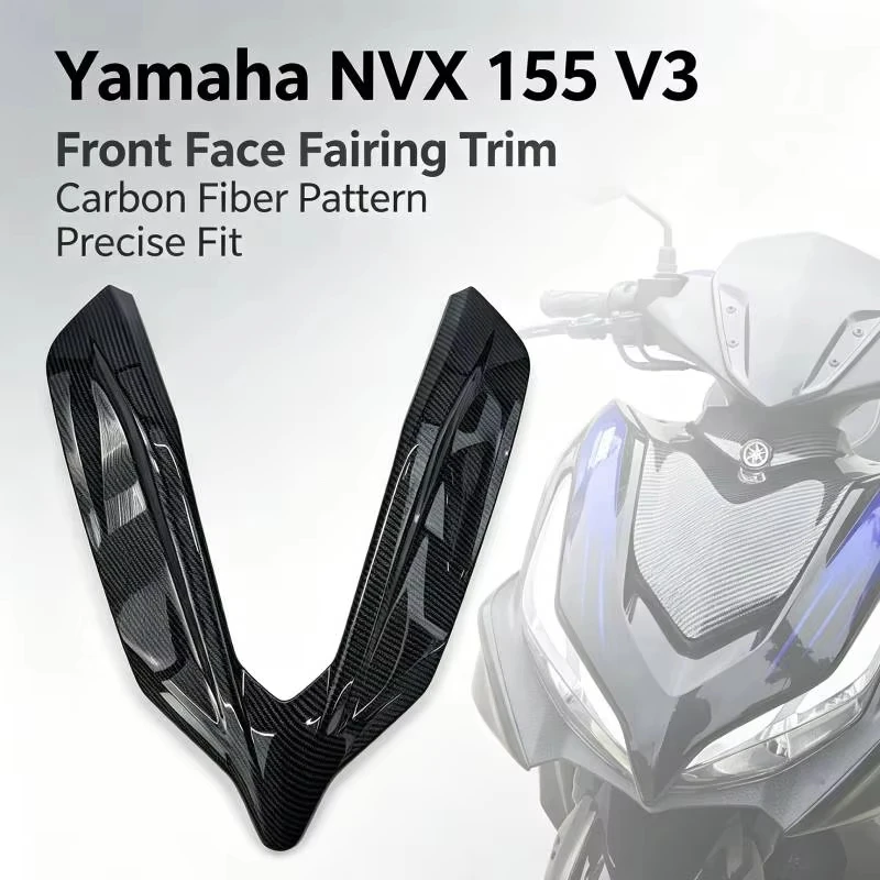 Fiber Pattern For Yamaha NVX 155 V3 Aerox 155 V3 2021–2025 Front Face Fairing Trim Carbon