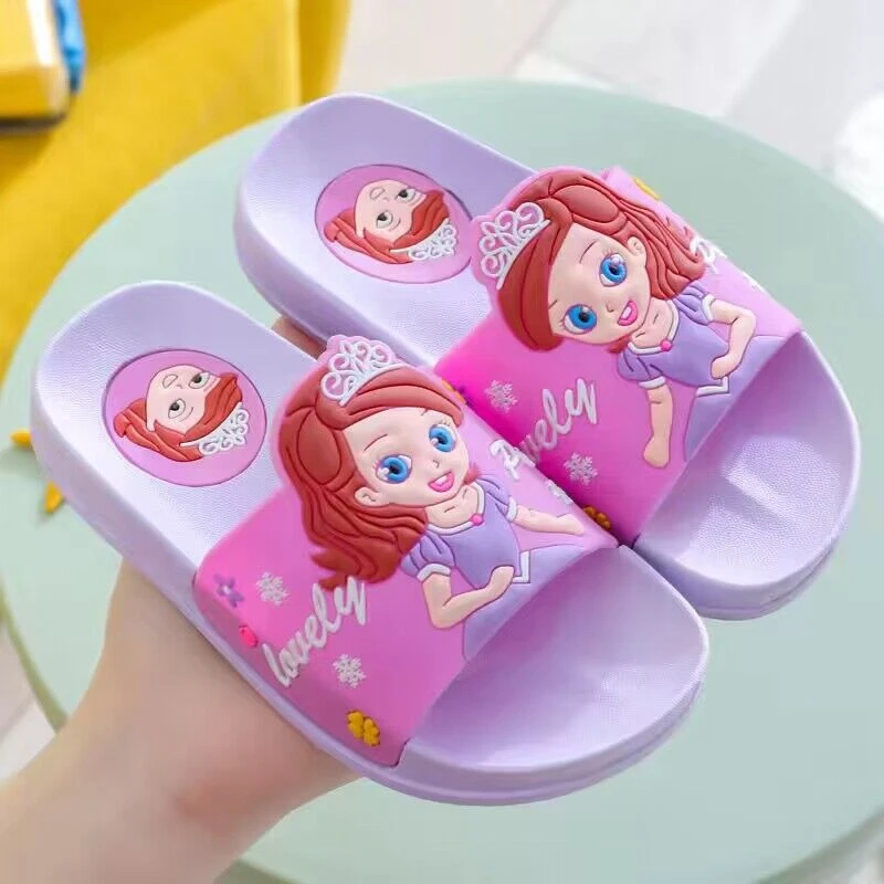 Summer Slippers Baby Boys Girls Shoes Cartoon Sofia Princess Kids Indoor Outdoor Home Shoes Bath Soft Beach Children Slippers