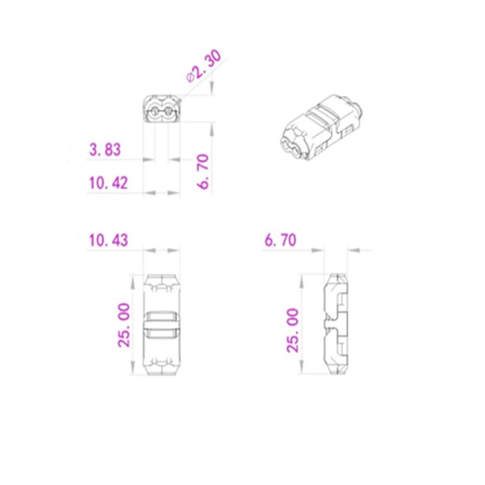 10PCS H-Type Wire Cable Plug Connector Solderless Strip Terminal Connection Clamp 2-In 2-Out Block Terminals for LEDs Car Auto