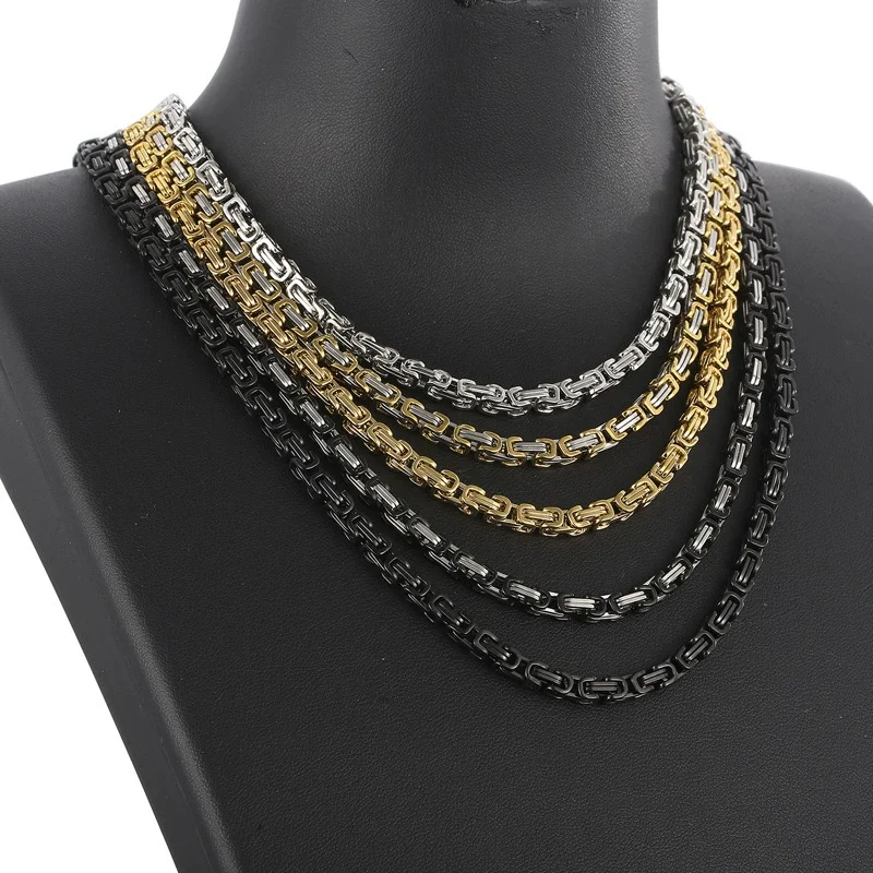 

316L 4/5/8MM European and American Hot-selling Stainless Steel Necklace, King Chain Men's Jewelry