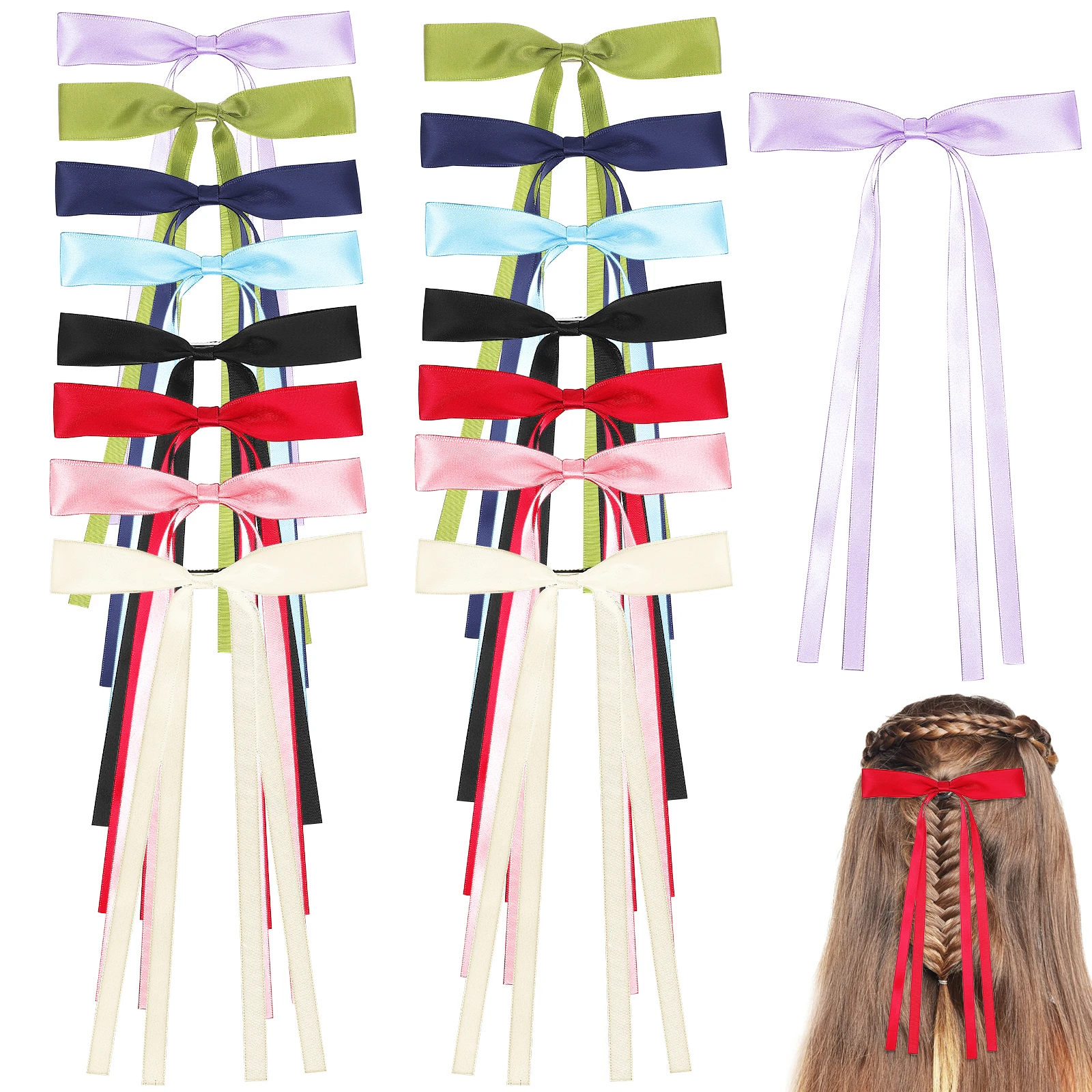 

16 pcs Bow Hair Clips Barrettes Ribbon Bows For Women Girls Styling Cute Hair Accessories Fashion Bowknot Clips Daily Party Wear