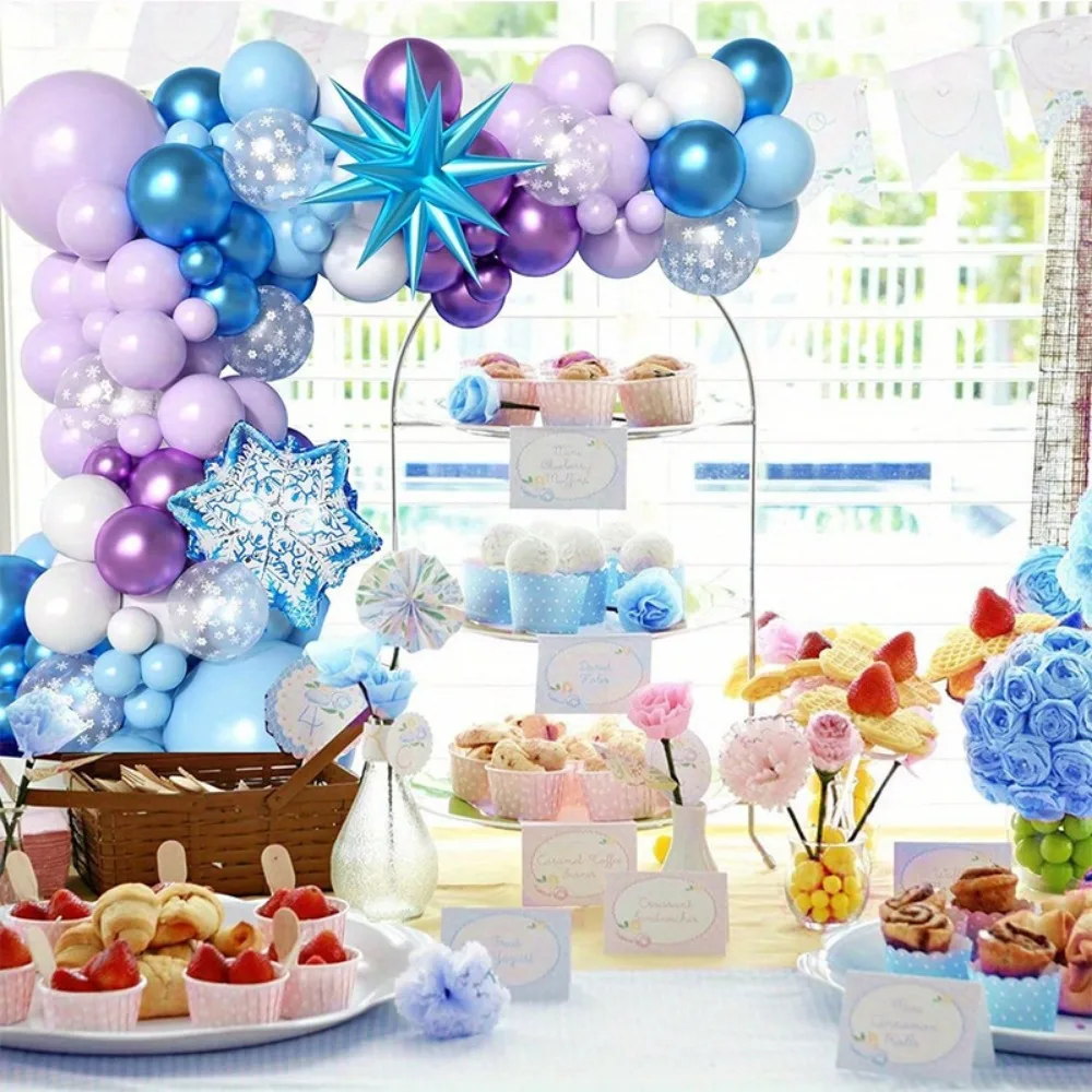 136pcsSnowflake Balloon Arch set Perfect for Winter Wonderland themed parties ideal for wedding birthdayanniversary celebrations