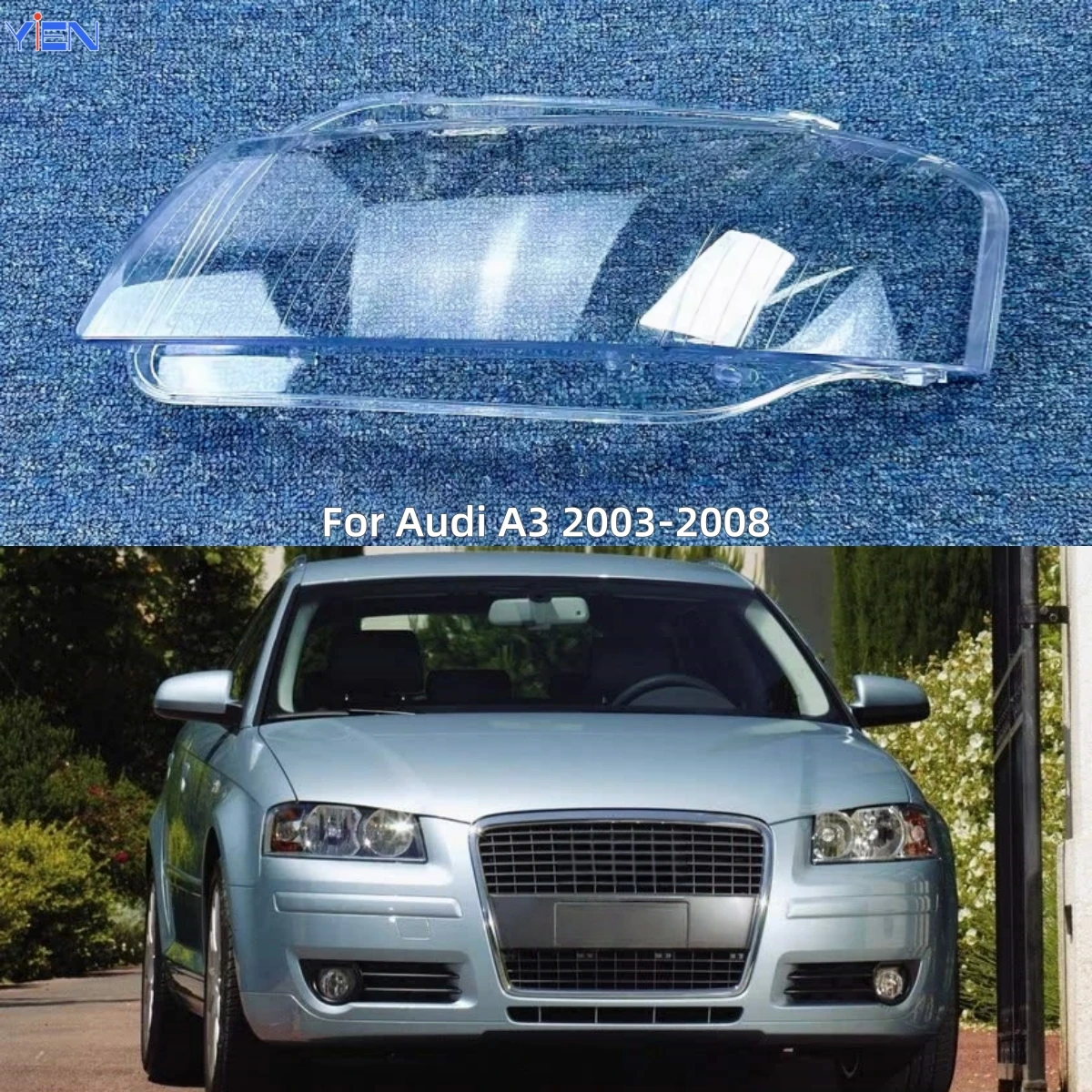 

For Audi A3 2003 2004 2005 2006 2007 2008 Auto Accessory Lampshade Headlight Cover Car Front Headlight Lens Cover Lights Shell