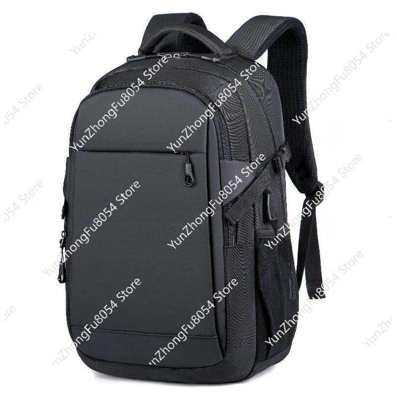 15.6-Inch Black Laptop Backpack Waterproof Multi-Pocket Backpack Low MOQ Printable Customer Logo Anti-Theft Backpack with USB