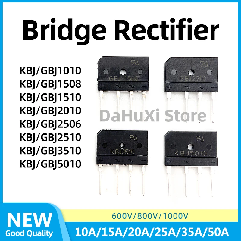 5PCS KBJ5010 KBJ3510 KBJ2510 KBJ2508 KBJ2506 KBJ2010 KBJ2008 KBJ1510 KBJ1508 KBJ1010 Bridge Rectifier 1000V 50A 35A 25A 15A 10A