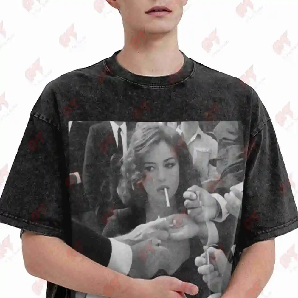 Monica Bellucci Malena Movie Retro Italian Film Vintage Washed Tee Pure Cotton T-Shirt