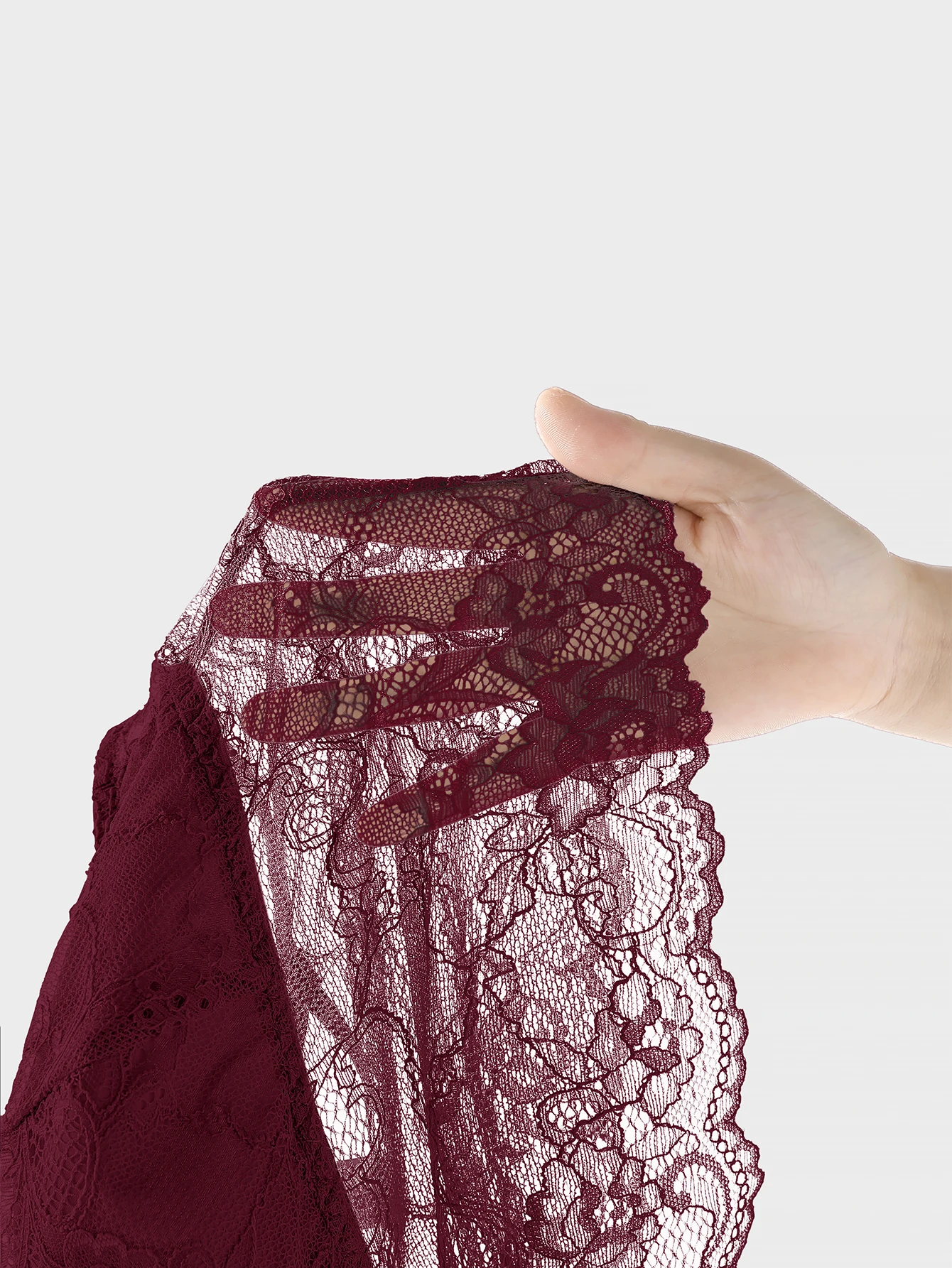 Women's Sexy V-Neck Lace Pattern Splicing Camisole Lightweight Wireless Unpadded Adjustable Straps Soft Lace Hollow-Out Back - view 6
