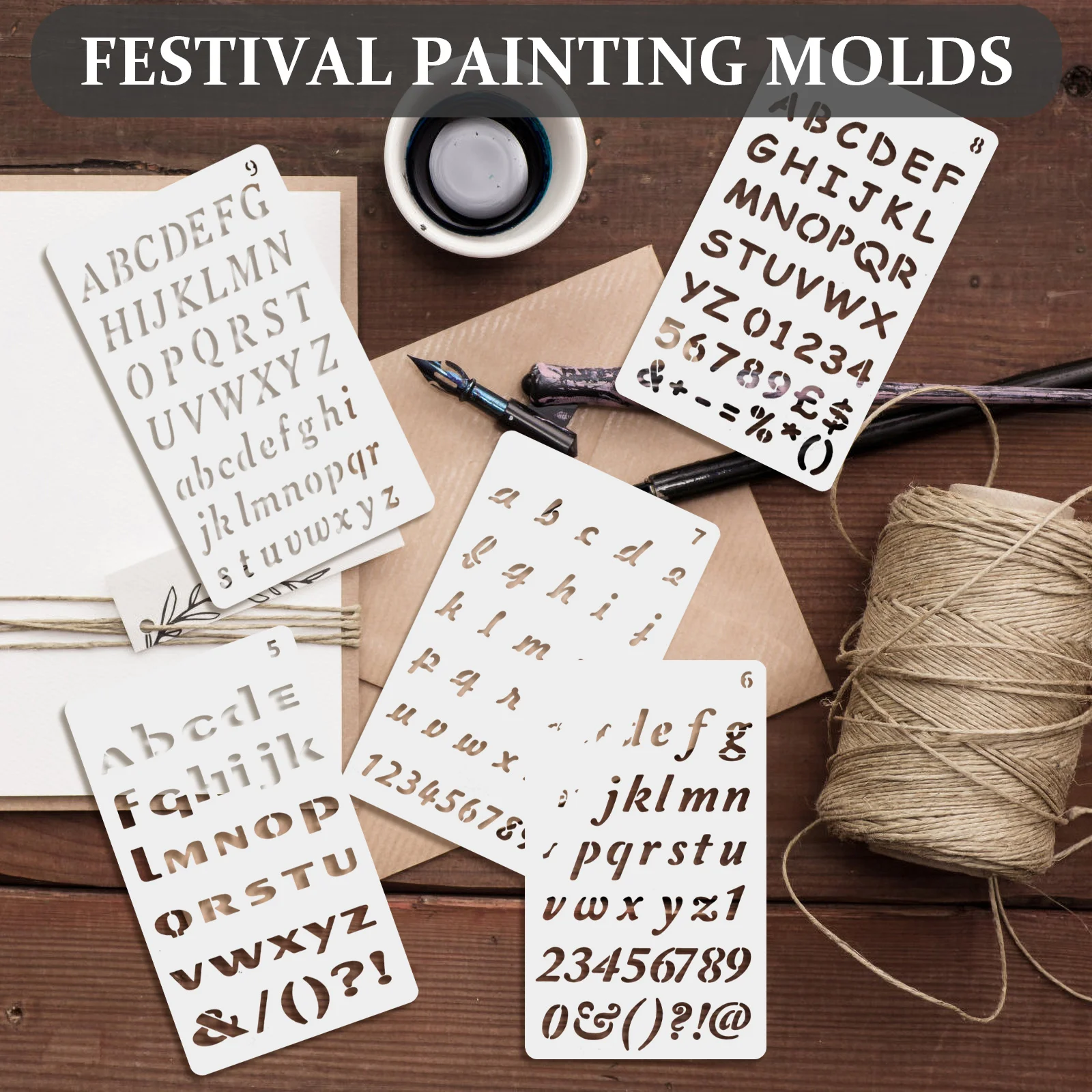 

12pcs Plastic Painting Stencils Alphabet Letters Wall Art Templates For Diy Painting Home Decoration Number Letter