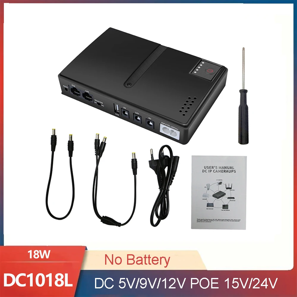 No Battery AC85-265V DC1018L Router 5V9V12V Optical Cat Monitor Backup Uninterruptible DC Power Supply Charger Cell Phone UPS