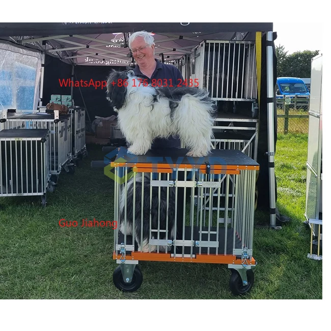 Carrello portatile grande per animali domestici Carrello pieghevole in alluminio per toelettatura cani con chiusura a bottone Elegante motivo animale