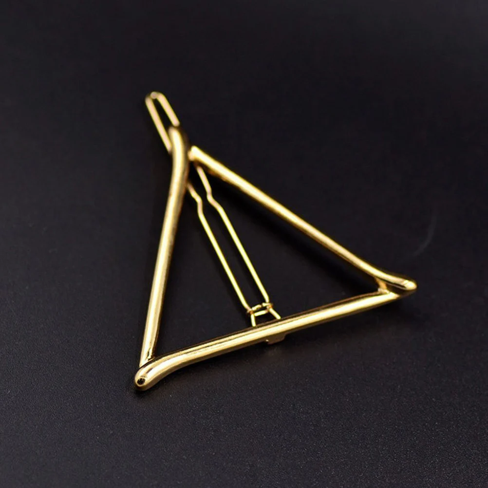 

2 Pcs Retro Hair Card Bobby Pins for Women Triangle Moon Clip Headgear Miss Gold