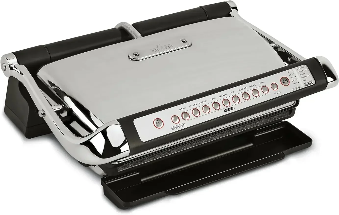 All-Clad AutoSense Stainless Steel Indoor Grill, Panini Press, XL Automatic Cooking, Smokeless, Removable Plates, 1800 Watts