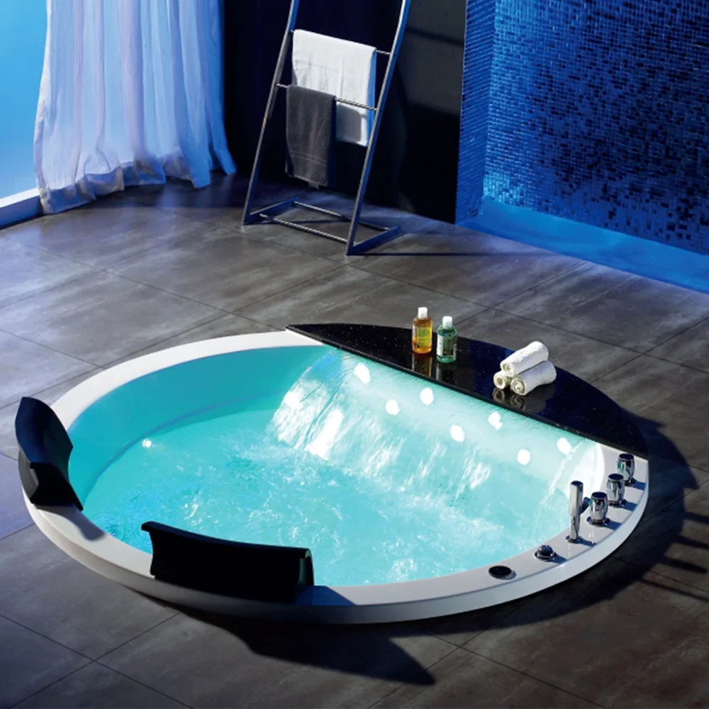 &c Large Size Modern Hotel Use Round Drop-In Massage Bathtub Combo Air Whirlpool Massage Certified Includes Drainer