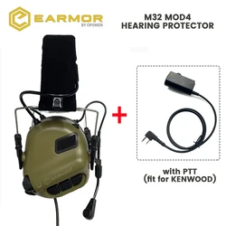 EARMOR M32 Tactical Headset & Kenwood PTT Adapter A Set for Team Communication Shooting Hearing Protection Noise Canceling