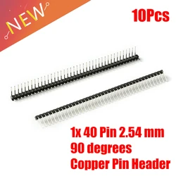 10pcs 1x 40 Pin 2.54 mm Right Angle Single Row Pin Header Copper Male 90 degrees Needle Connector