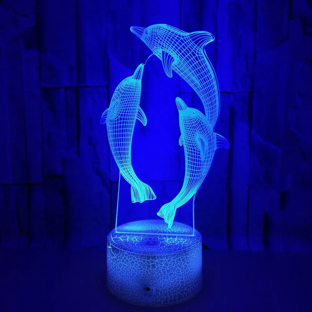 Nighdn Dolphin Night Lights para decoración de habitación, lámpara Led de mesa de escritorio que cambia de Color, luz nocturna para niños, regalo de cumpleaños y Navidad