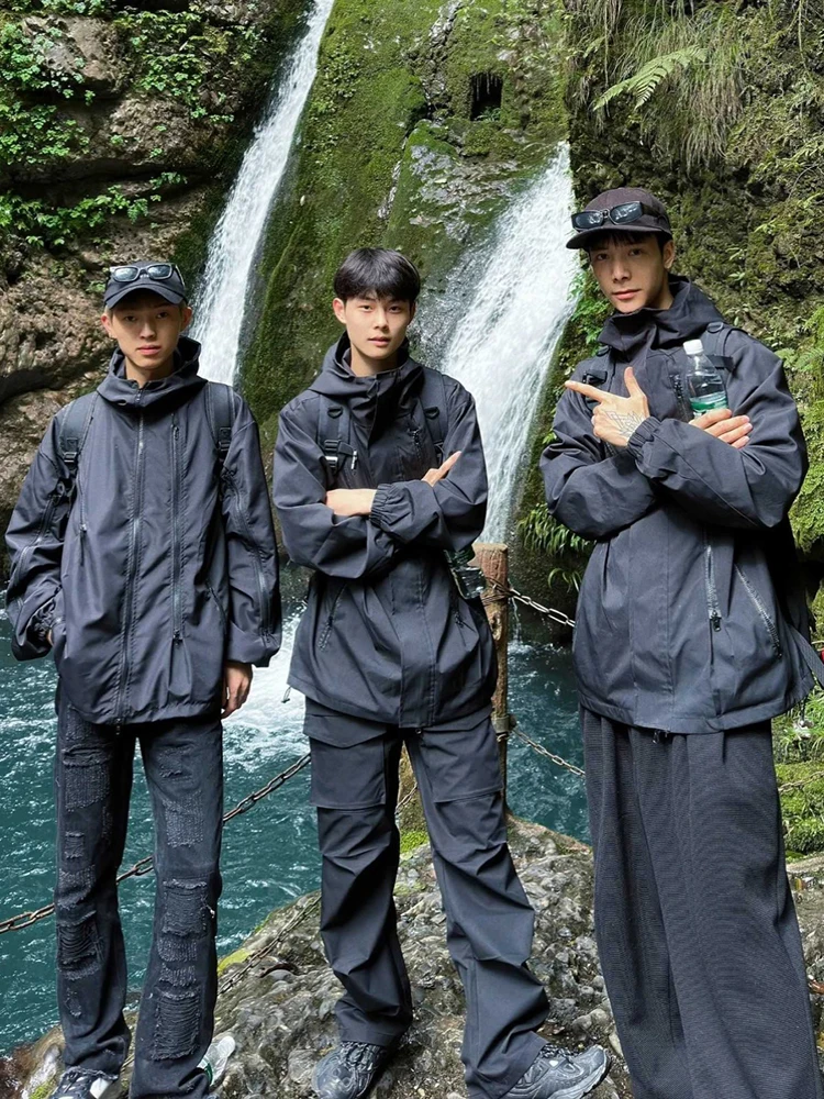 

Водонепроницаемая мужская куртка Jaet Bla Samurai: летняя функциональная рабочая одежда для активного отдыха, путешествий и альпинизма, свободный крой, длинный рукав, молния