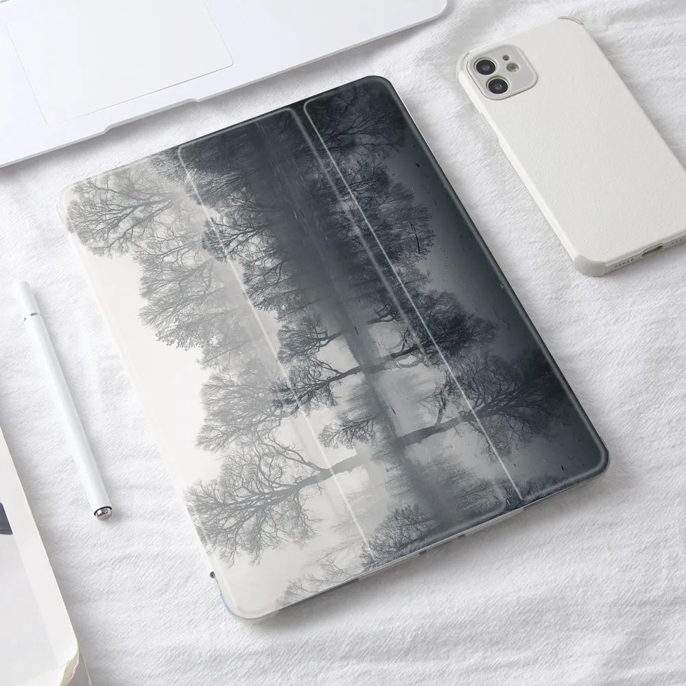 

Misty Forest White Soft Case for iPad 10.9 Air 4 2020 Smart Cover for iPad 9.7 6th 10.2 8th Generation Mini 6 12.9 iPad Pro