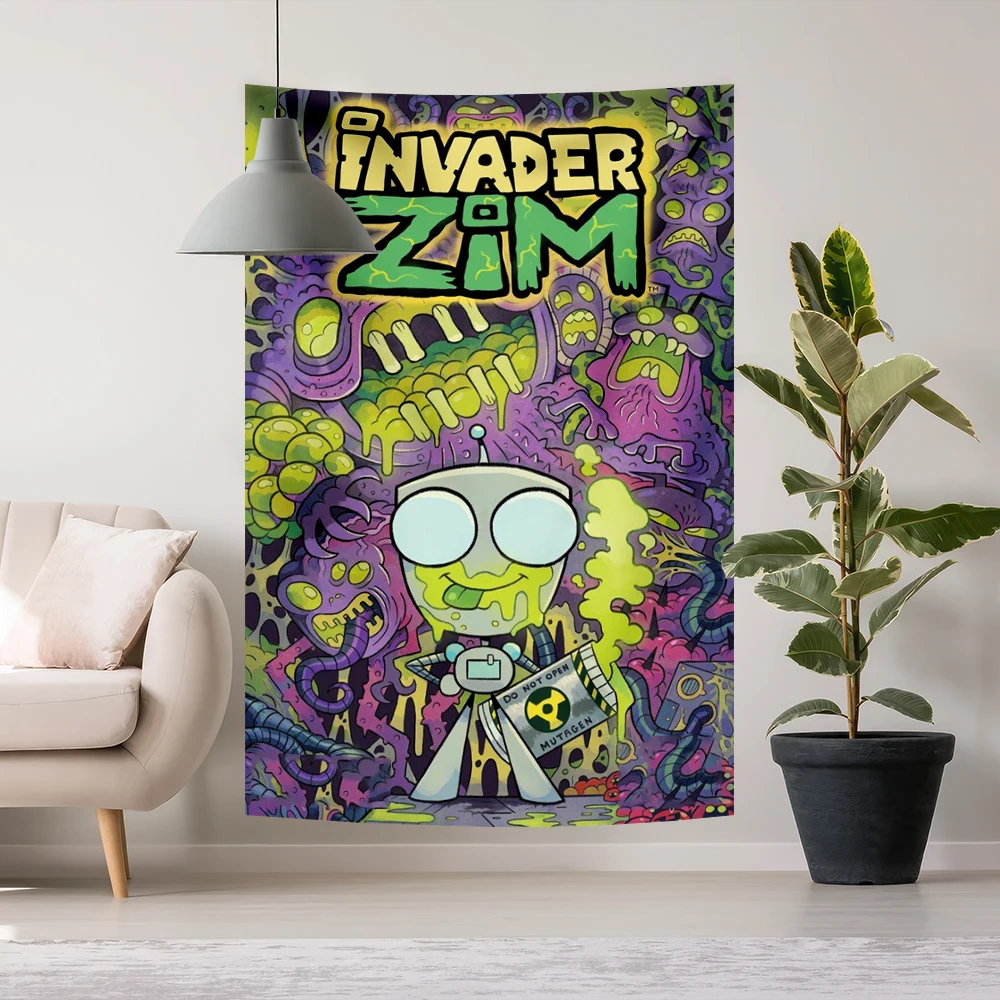 Анимация-инопланетянина-фон-гобелен-мультяшный-постер-украшение-комнаты-спальня-диван-одеяло-обои