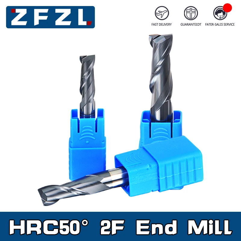 HRC50 1 2 3 4 5 6 8 10 2 Flutes Carbide End Mill Alloy Tungsten Steel Milling Cutter EndMills CNC machine end mills