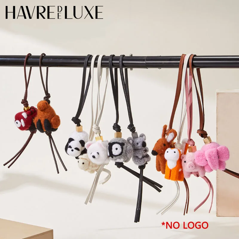 Rope Bag Charm Felt Animal Pendants Handmade sheepskin Cute Car Key Chain DIY Decorative Charm Otter Sea Lion Panda Pendants